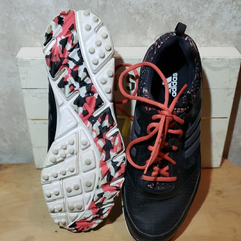 Adidas Golf Black and Red Athletic Shoes